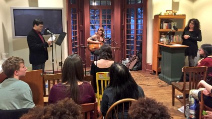 Me reading from KALEIDOSCOPE at Live at the Writers House. Photo by Eric Smith.